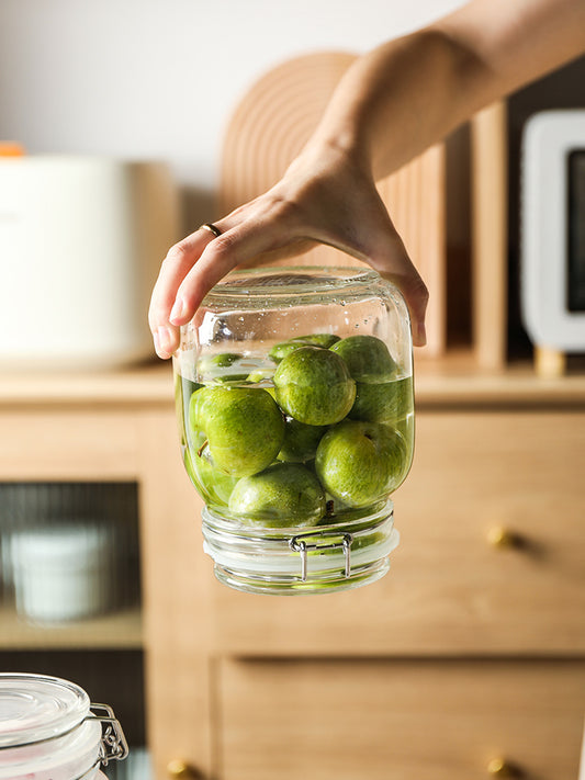 Round Glass Tea Jar Food Storage Box Preservation Container