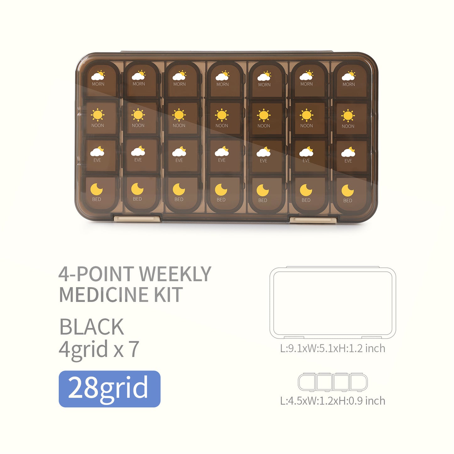 PILL ORGANIZER 1 Week Sealed Pill Box 21 Compartments 28 Compartments