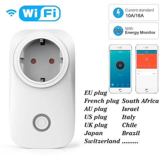 EU Smart Plug WiFi Socket power energy meter 10A/16A Power Monitor Wattmeter Timing Function watt meter Tuya SmartLife APP