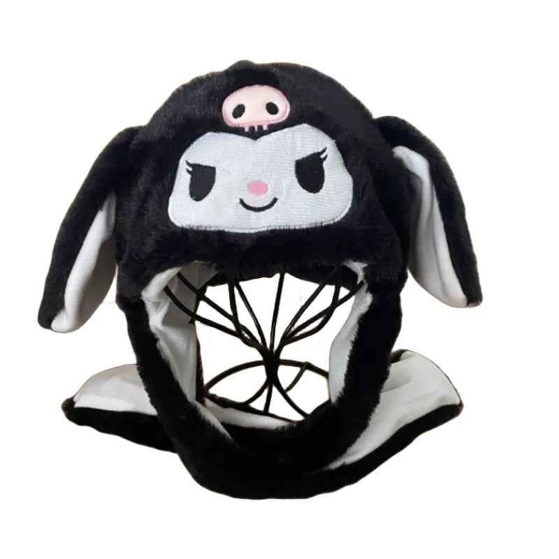 Hot Selling Cute Luminous Hat with Air Pumping and Moving Ears Plush Lovely Soft Rabbit Animated Cap Plush Cap Funny Warm Hats
