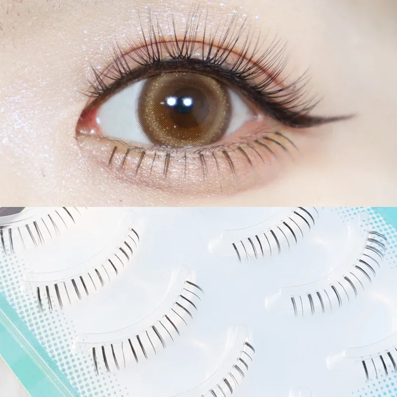 ICYCHEER Makeup Bottom Eyelashes Kit 5 Pairs 3D Natural Looking Under Eye Lashes Extension Lower Eyelash Cosplay