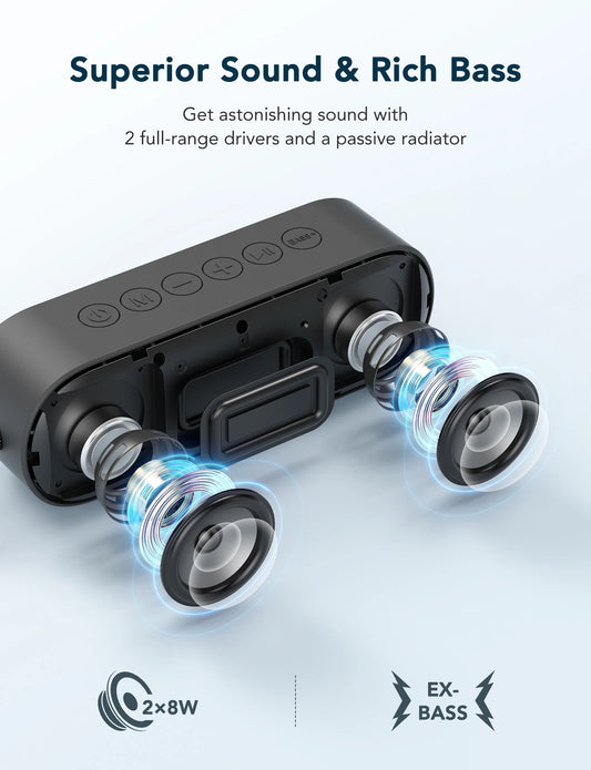 LENRUE A15 Portable Bluetooth Speaker IPX7 Waterproof 20W Stereo Sound 20H Playtime Built-in Mic Lightweight Ultra Portable