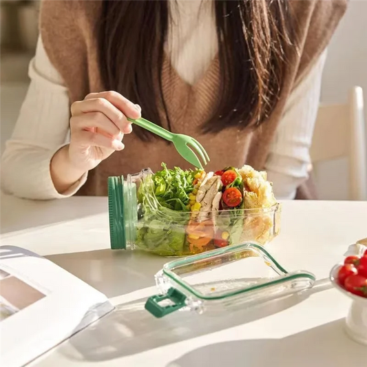 Leakproof Salad Container Plastic Salad Pod Portable Breakfast Fruit Storage Box Keep Fresh Organizer for Picnic Home Office