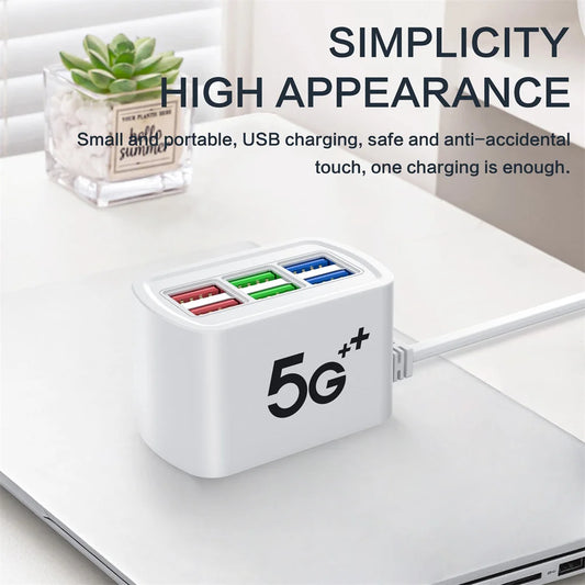 Universal 6 Port USB Charger Power Strip Mobile Phone Charger Wall Adapter Multifunction Electric Socket with 1m Extension Cable
