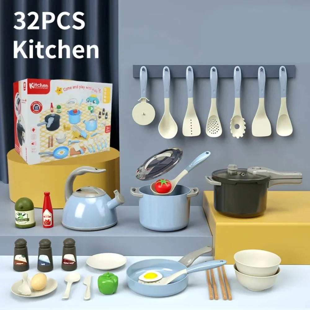 Kids Play Kitchen Set Pretend Play Cooking Toys Set Kitchen Toy Playset For Toddlers Pots And Pans Role Playing Toys Gift