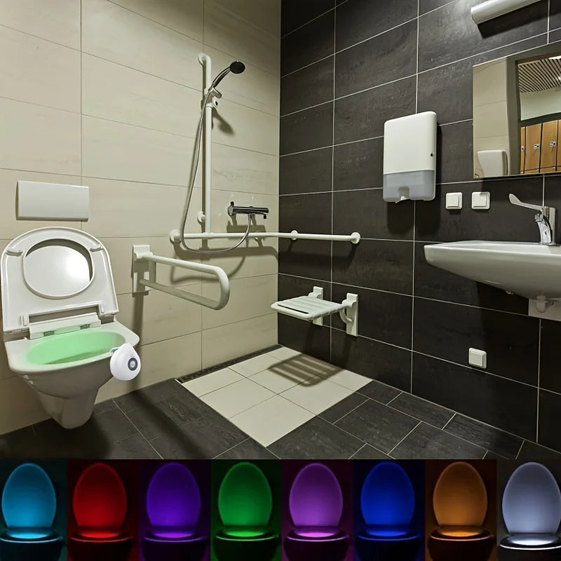Toilet Motion Sensor Light, 8 Colors Changing Sensor LED Washroom Night Light Inside Toliet Lamp, PIR Motion Activated