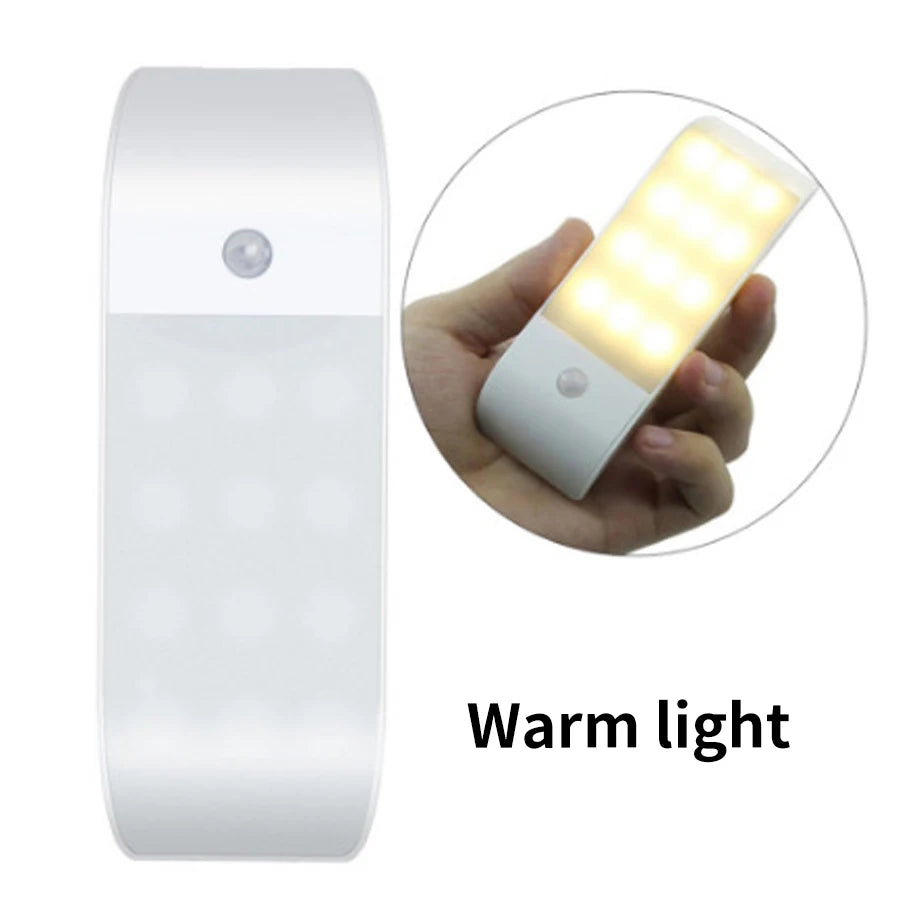 Rechargeable Night Light with Motion Sensor Led Lamp for Corridor Bathroom Closet Kitchen Under Cabinet 12LED High Brightness