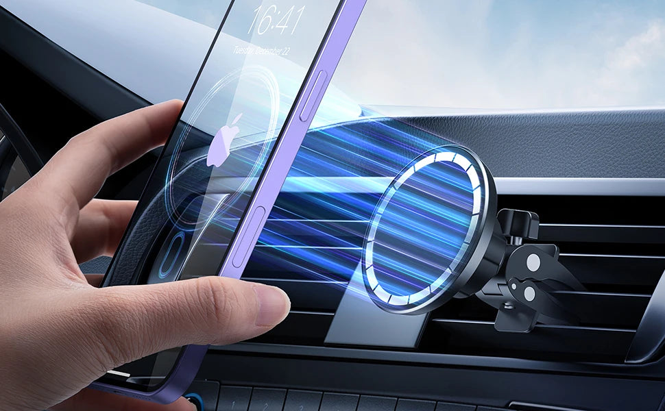 Magnetic Car Mount Holder Portable Electronic Device Mount for iPhone 16/15/14/13/12 Pro Max Mini Plus All Phones & Cases