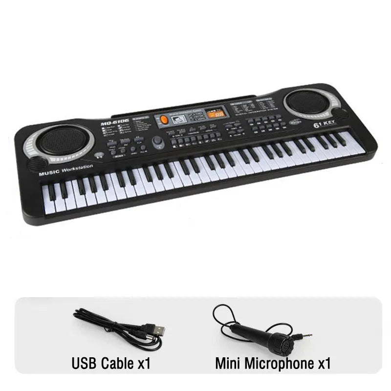 Kids Electronic Piano Keyboard Portable 61 Keys Organ with Microphone Education Toys Musical Instrument Gift for Child Beginner