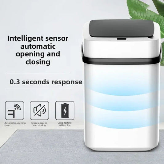 13L Smart Trash Can with Lid Sensor Toilet, Creative Fully Automatic Electric Lid Opening Trash Can for Living Room and Bathroom