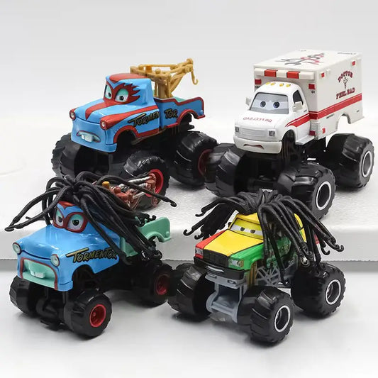 Pixar Cars 2 3 Wrestler Mater And Lightning Mcqueen Racing Series Metal Alloy Vehicle Toys For Kids High Legged Collectible Gift