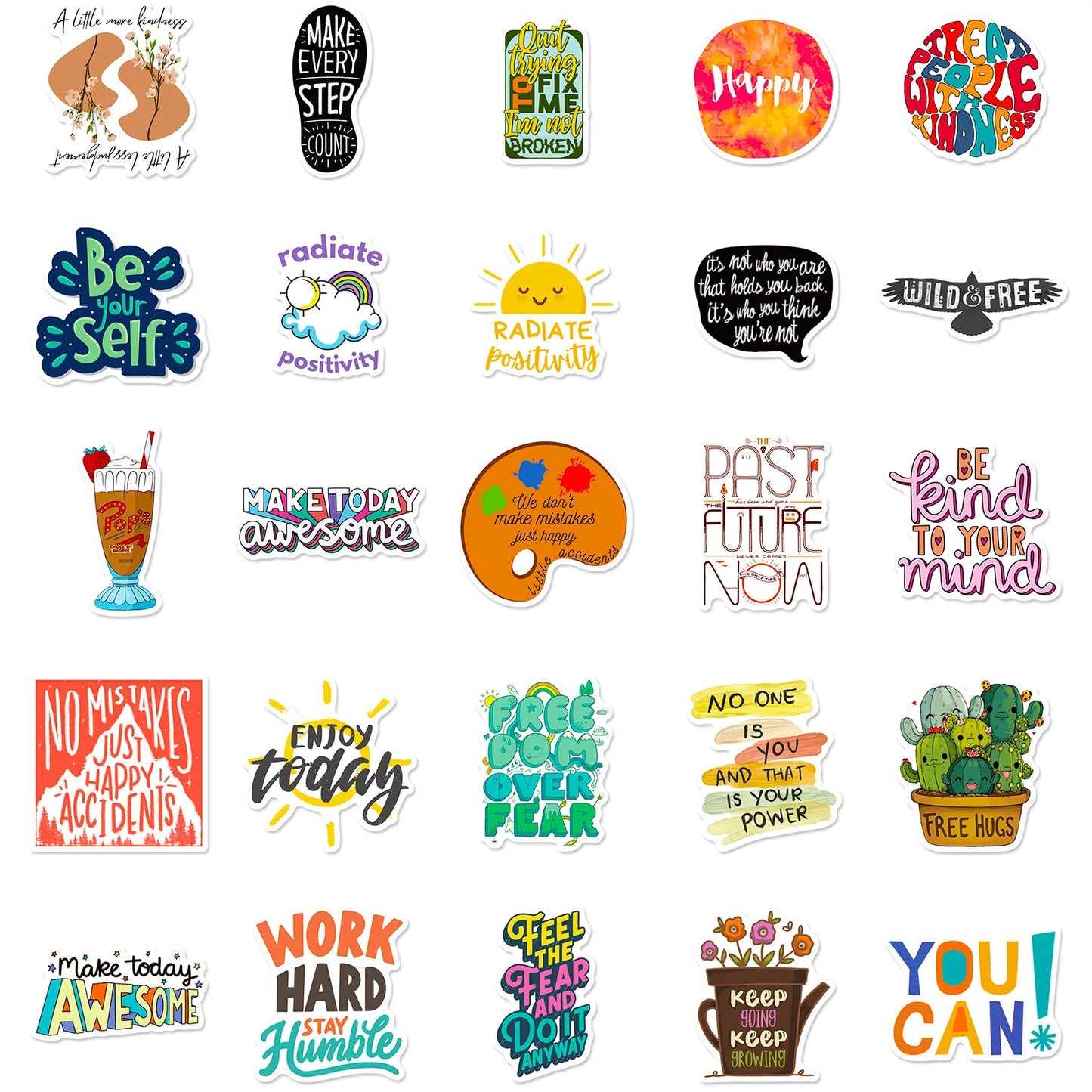 50Pcs Inspirational Stickers for Water Bottles, Motivational Stickers for Teens, Students, Teachers, Vinyl Waterproof Durable