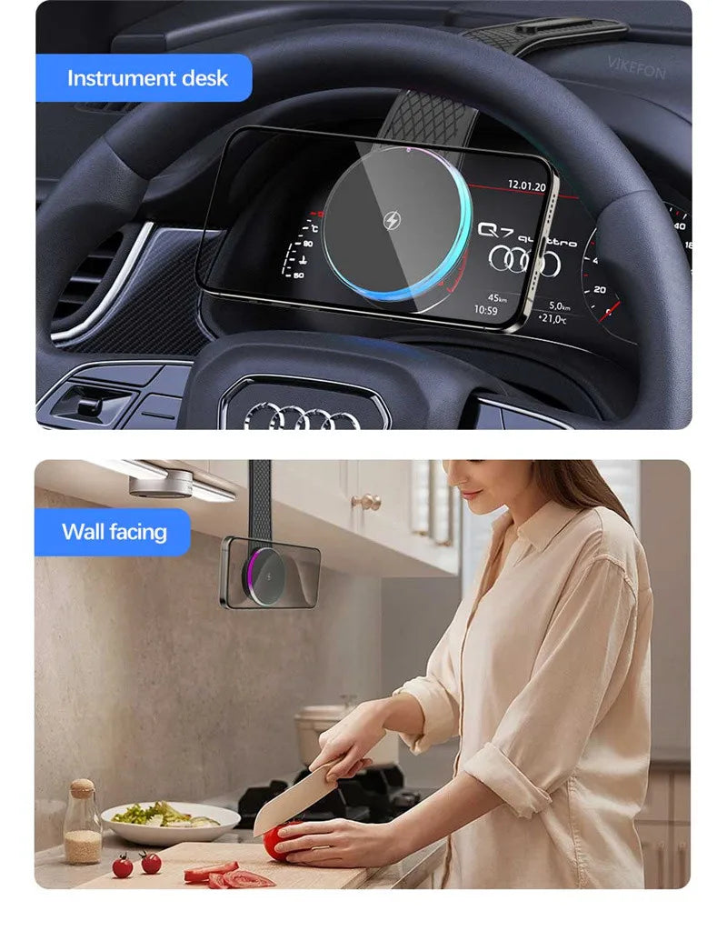 Magnetic Car Wireless Charger Car Phone Holder Mount Dashboard 15W Fast Car Charging for Macsafe iPhone 15 14 13 12 Pro Max Mini