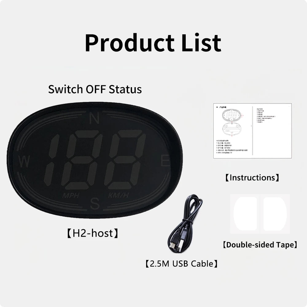 KWHUD H2 HUD Head Up Display GPS Digital Speedometer for Car Speed Gauge Meter MPH KM/H USB Plug&Play Auto Electronics Devices