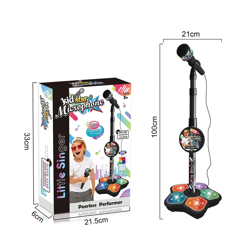 Kids Microphone With Stand Karaoke Song Music Instrument Toys Brain-Training Educational Toy Birthday Gift For Girl Boy