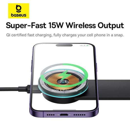 Baseus Magnetic Car Phone Holder 15W Wireless Charger Bendable Car Phone Mount for iPhone 12-17 Stand Dashboard Center Console