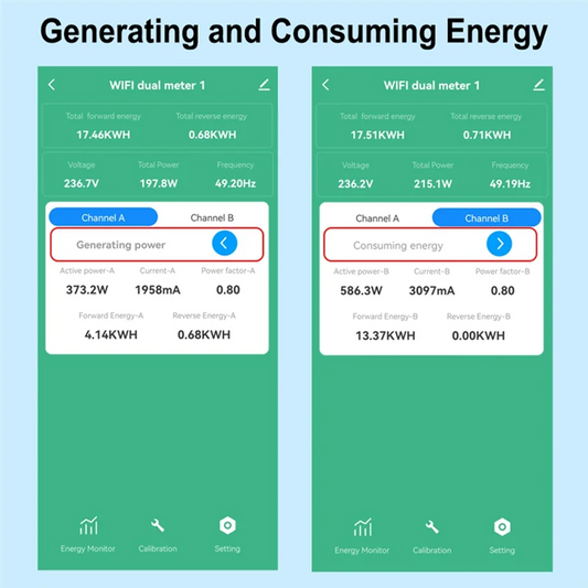 Y43A-Tuya Smart Wifi Energy Bidirection Meter Single Phase With Buzzer Overload Alarm App Monitor Solar Produced Consumed