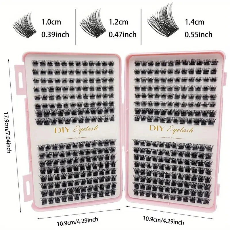 Eyelash Extension Kit - Individual Eyelashes Set, D-Curl, Multiple Lengths, Odorless, Easy to Apply for Home Makeup Books