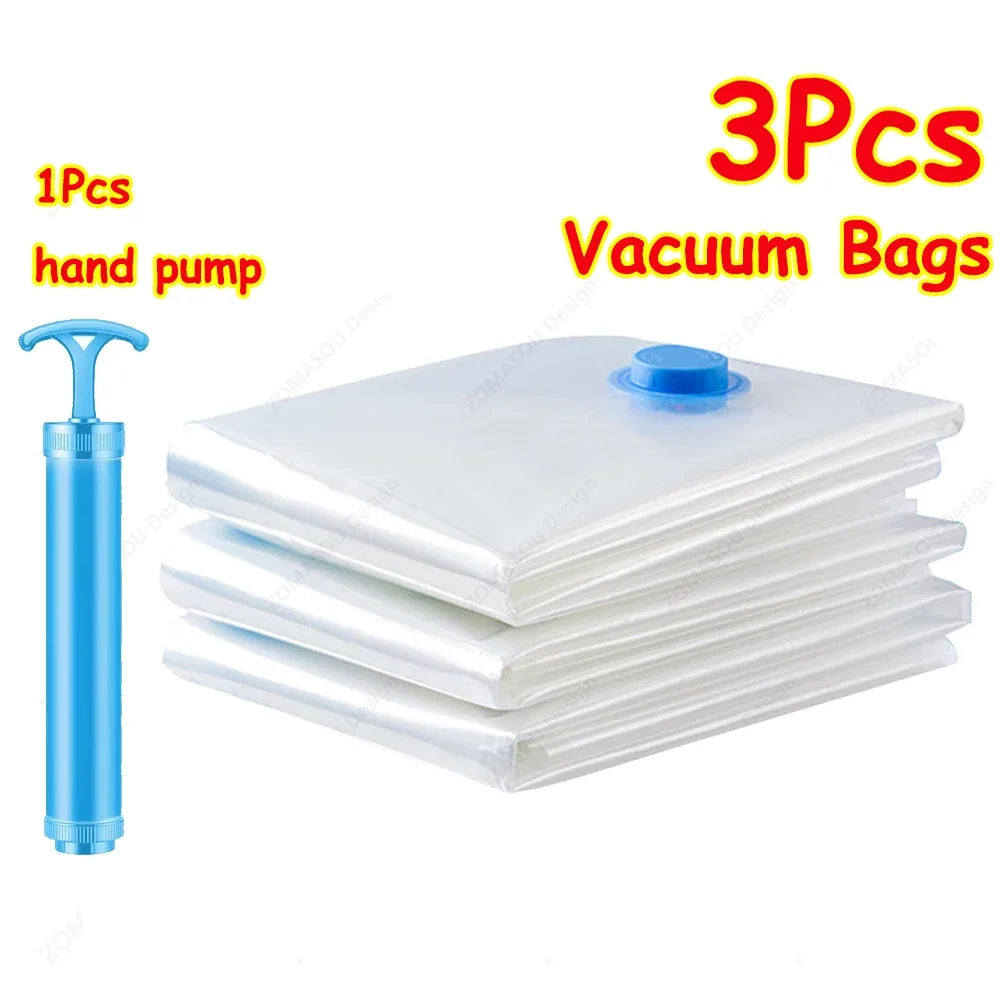 1-24Pcs Reusable Vacuum Storage Bags Vacuum Seal Bag Folding Compressed Organizer Bag Space Saving Bags For Clothes Bedding