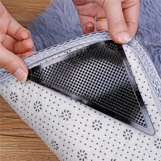 1-5set Triangle Non Slip Rug Grippers Reusable Anti Slip Carpet Pads Rug Corner Gripper For Tile Floors Carpets Corners Mat