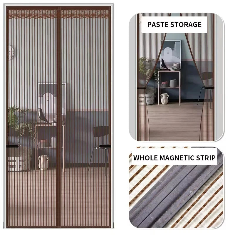 Magic Mesh Magnetic Mosquito Screen Door Net Curtain with Magnets Reinforced Polyester Mesh Dustproof & Insect Proof