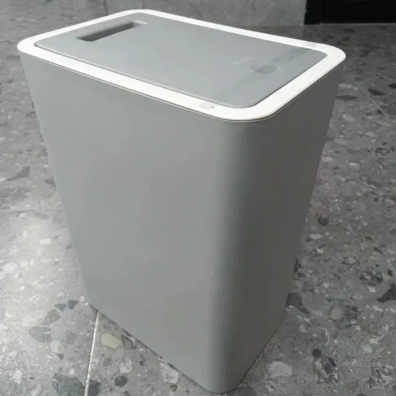 Bathroom Trash Can-10L Small Garbage Can with Press Top Lid for Toilet,Bedroom,Living Room – Plastic Wastebasket with Pop-up Lid