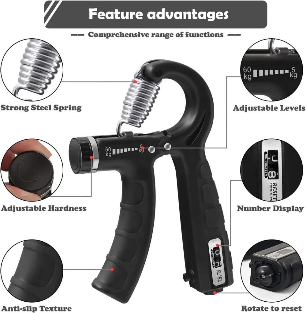 5-60KG Grip Strength Trainer Sport Hand Strengthener Adjustable Forearm Trainer Forearm Finger Exerciser For Muscle Building