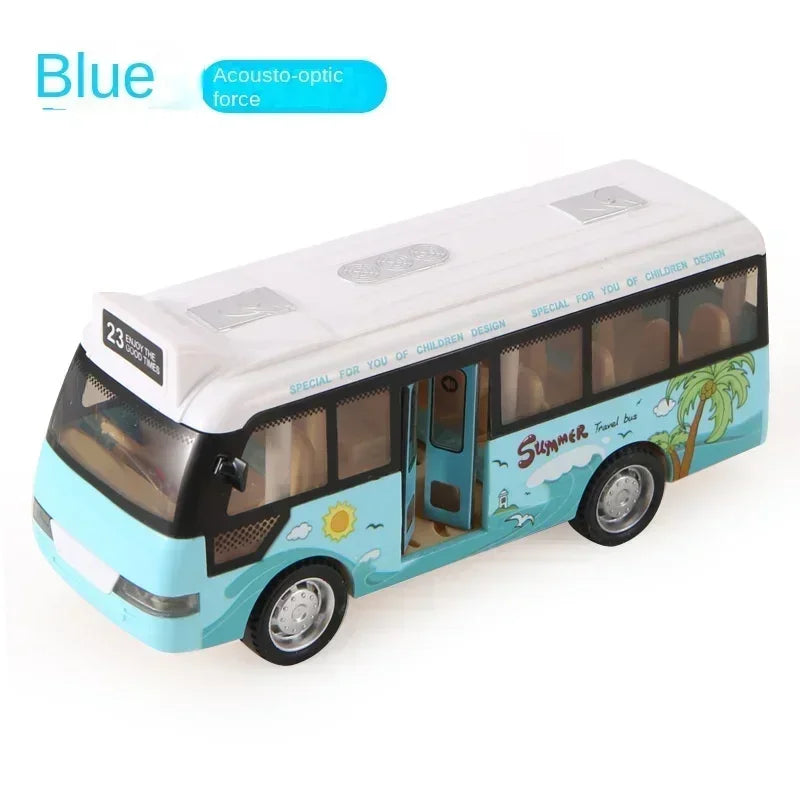 Interactive Die Cast Metal School Bus Toy with Sound Light Friction Powered Play Vehicle Gifts for Kids' Fun Imaginative Play