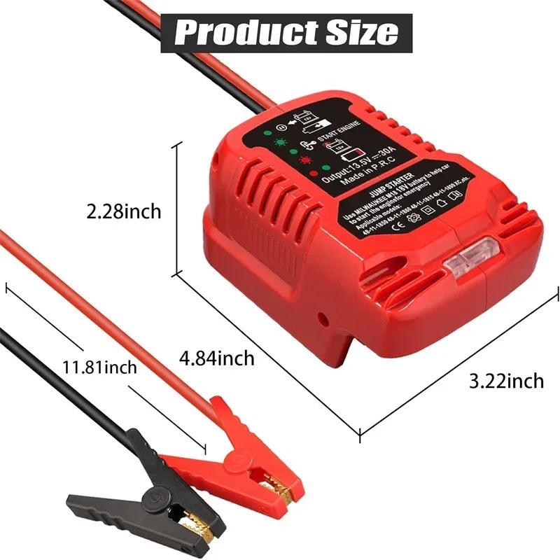  Car Jump Starters Adapter for Milwaukee 18V Battery 11 Gauge Car Battery Jump Starter Automotive Booster Cables