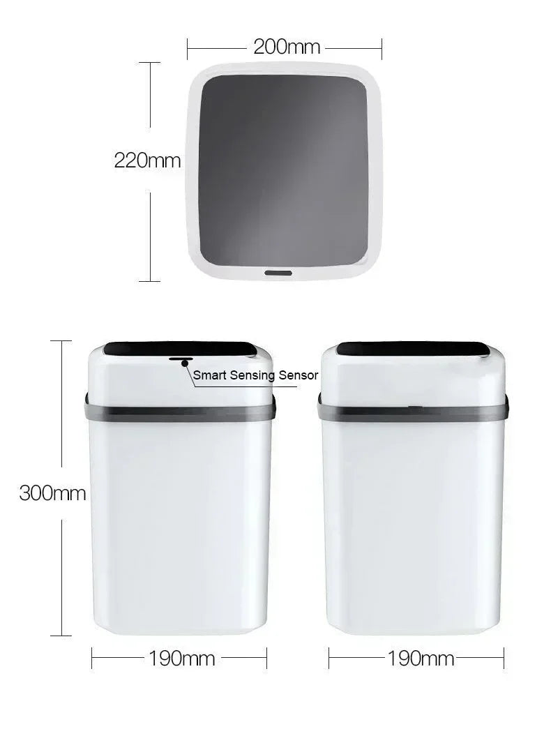 Bathroom sensor trash can, kitchen trash can, 13L large capacity, bathroom smart trash can, fully automatic smart trash can.