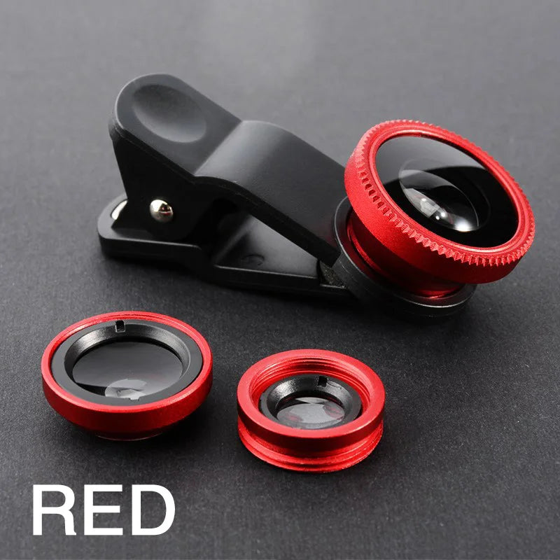 Universal 3 In 1 Fisheye Phone Lens 0.67X Wide Angle Zoom Lens Fish Eye Macro Lens Camera Kit With Phone Clip For iPhone Xiaomi