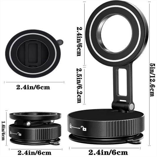 Car Phone Holder Strong Magnetic Car Phone Mount 360° Foldable Vacuum Magnetic Phone Holder For GPS All Smartphones For Car Desk
