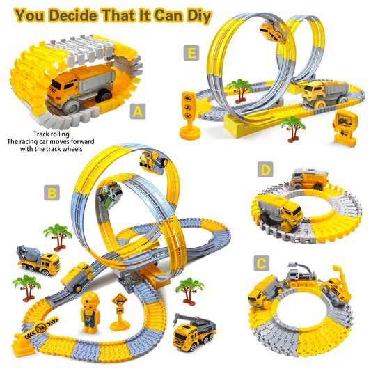 Kids Electric Track Toy Engineering Mini Car Boy Toys Track Car Train Educational Toys for Children Birthday Christmas Gifts