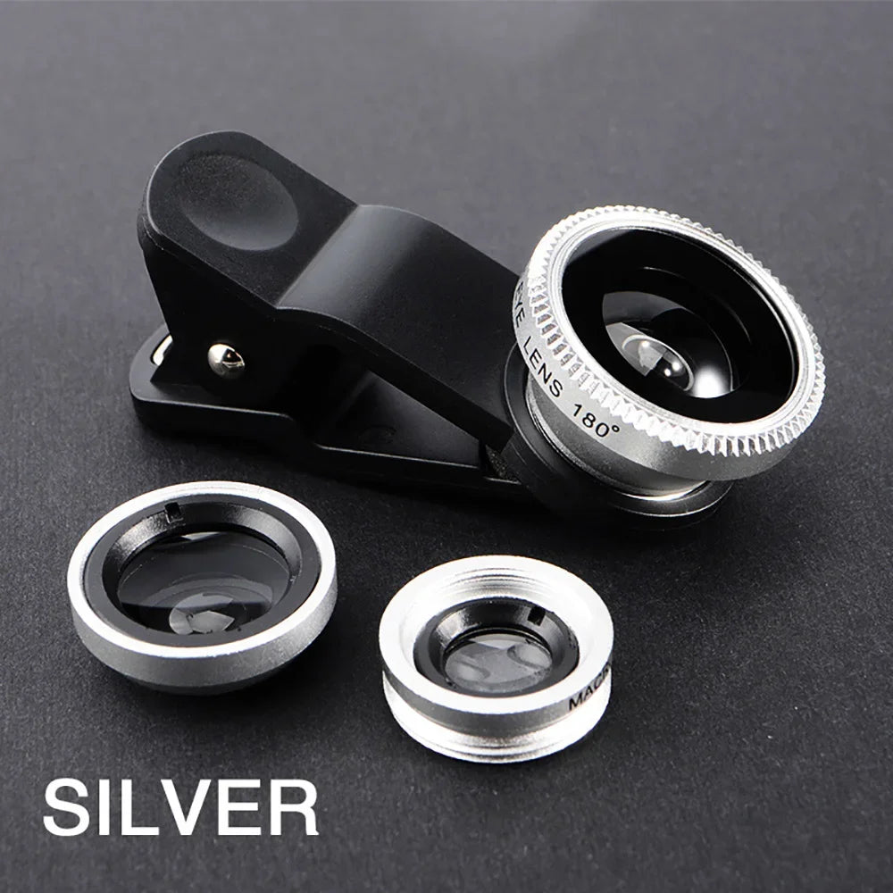 3In1 Mobile Phone Fish Eye+Wide Angle+Macro Lightweight Camera Lens With Clip Universal Cell Phone Lens For iPhone Xiaomi Huawei