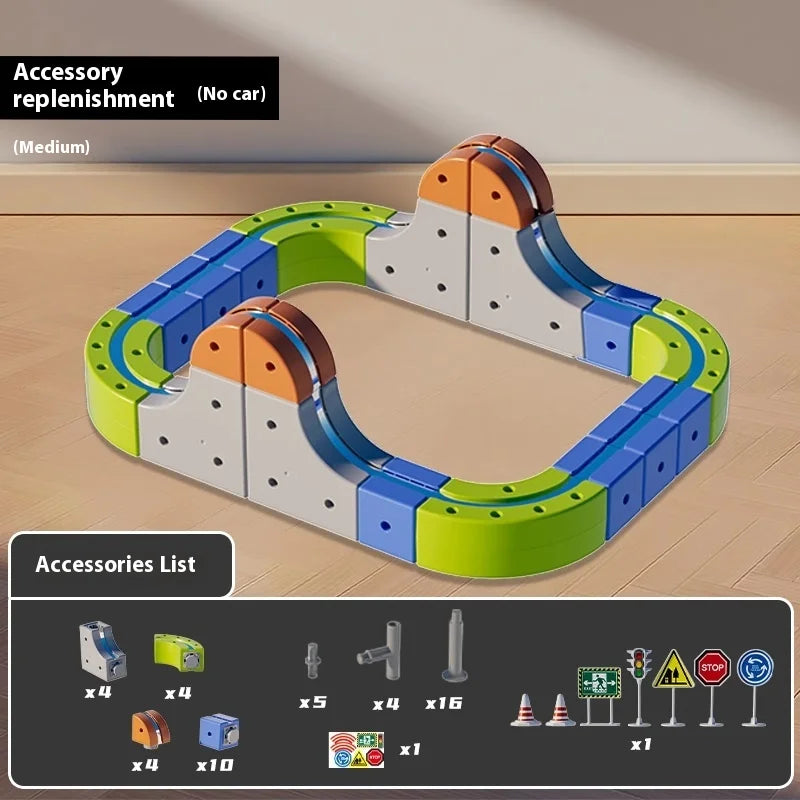 Magnetic Car STEM Racing Car Railtrack Set 2025 - Montessori Motorized Train & Gravity Maze Toy, Educational Gift for Kids