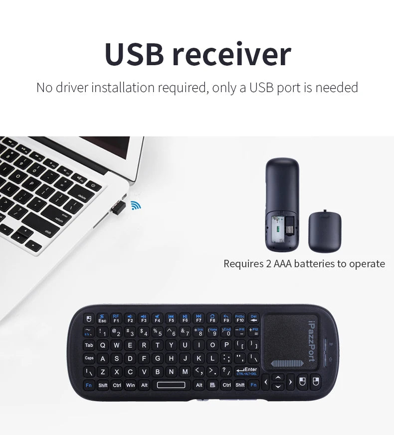 QWERTY Wireless Mini Keyboard 2.4GHz with Touchpad Mouse Combo for Android /PC/Tablet/PS4/Raspberry Pi 3/HTPC