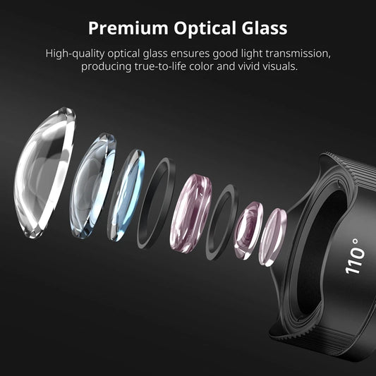 Ulanzi Universal Mobile Lens 75mm Macro/8mm Fisheye/16mm Wide-Angle/60mm Telephoto Phone Lens for Photography Videography