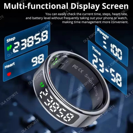 New Smart Ring Digital Display 5ATM Waterproof Heart rate&Sleep&Health Monitoring Multisports Fashion Ring For Men Women
