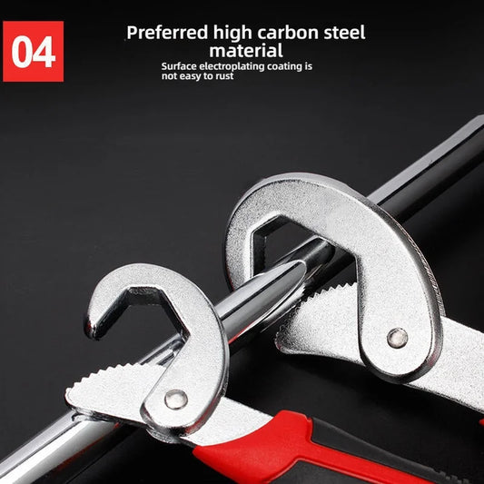 Multipurpose Universal Adjustable Wrench - Quick-Adjust Jaw, All-in-One for Pipe Work & Plumbing | Portable Field Work Tool, Dur