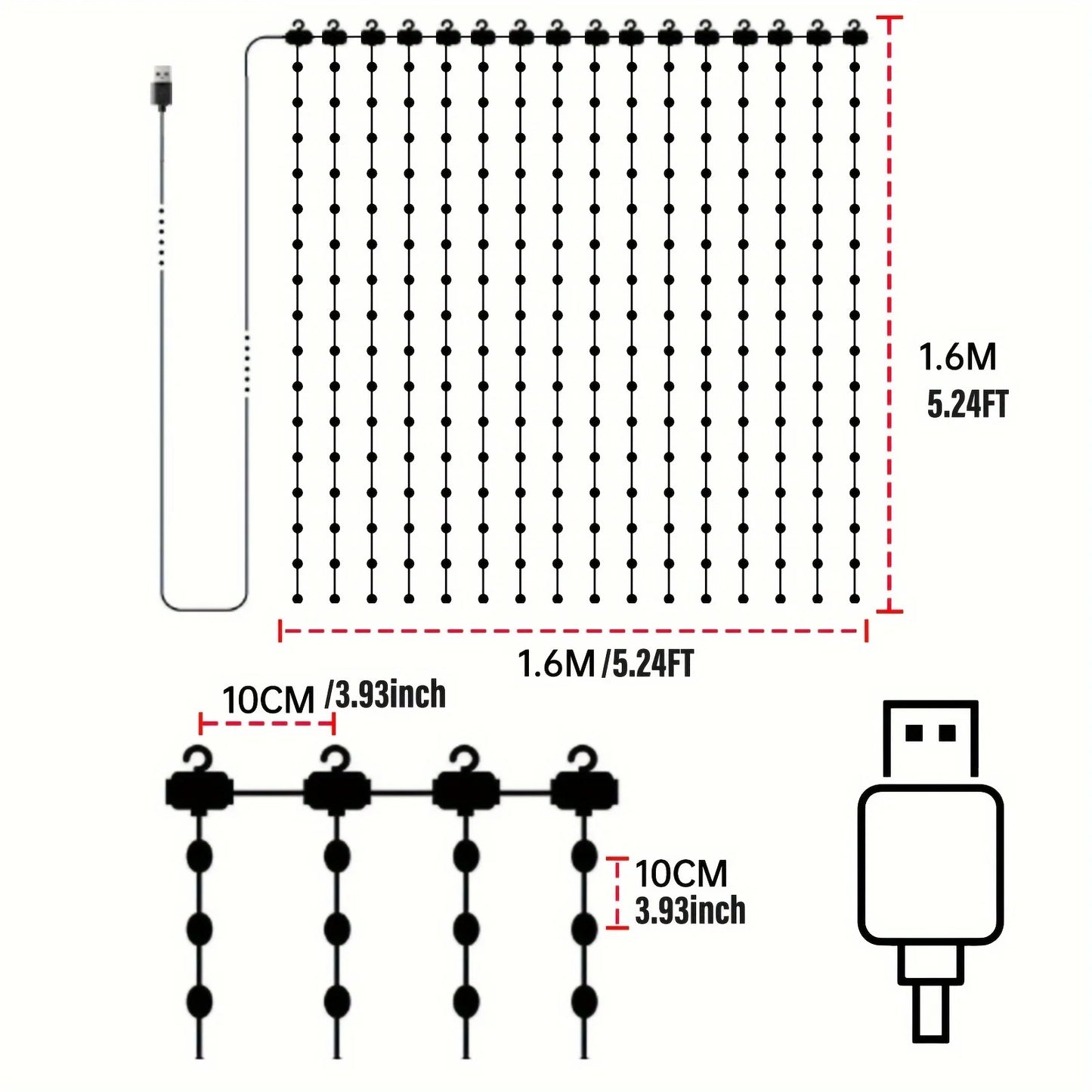 Smart Curtain Lights, 400 LED USB Curtain String Lights with App Remote Control,Music Sync Christmas Curtain String Outdoor