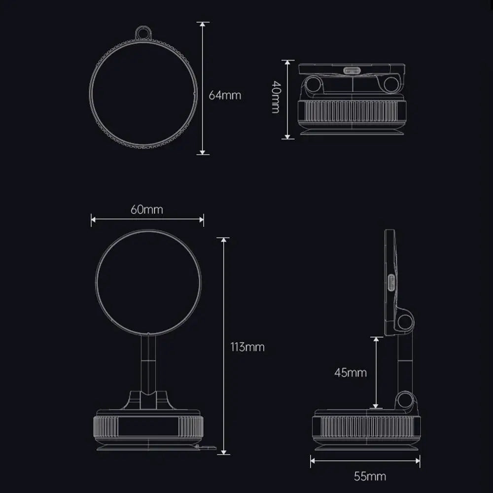 15W Wireless Charging Magnetic Car Phone Holder 360 Degree Rotation Foldable RotatableNavigation Stand Bracket For Smartphones