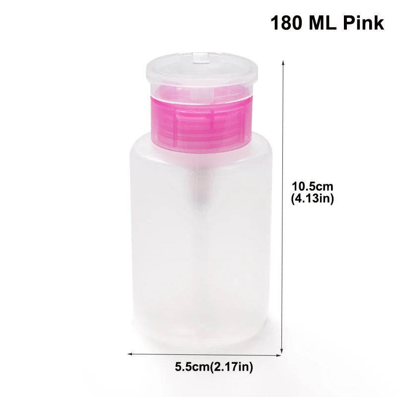 Empty Nail Art Polish Clean Bottle Clear Pump Dispenser Liquid UV Gel Polish Dirty Cleanser Remover Bottle Tools Pink Black
