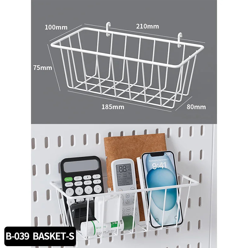 Desktop pegboard storage kit: Stand-up clip - on panels, perfect for home office and study storage.