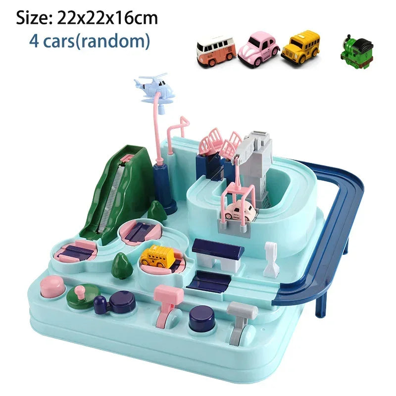 Children educational novelty toys Racing Rail Cars Model inertial gliding track car adventure Mechanical Interactive Toy for kid