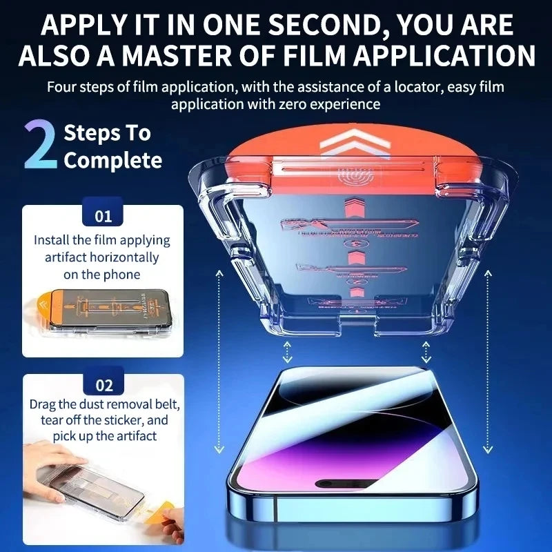 1-2Pcs Privacy Screen Protector Dust free Installation Protector for IPhone 15 14 13 12 11 16 17 Pro Max Anti-Spy Tempered Glass