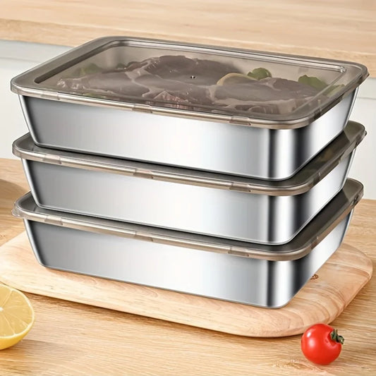 Stainless Steel Food Storage Containers Leak-Proof Reusable Stackable Kitchen Storage for Fruits Meat VegetableFood Storage Room