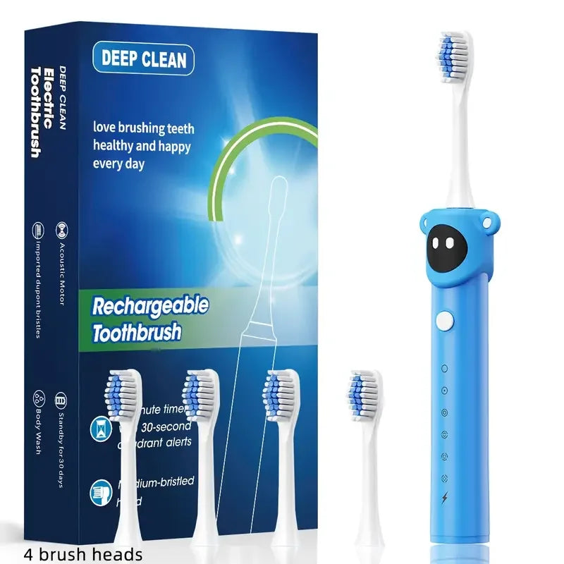 Children Sonic Electric Toothbrush Colorful Cartoon For Kids USB Rechargeable Soft Automatic Waterproof With Replacement Head