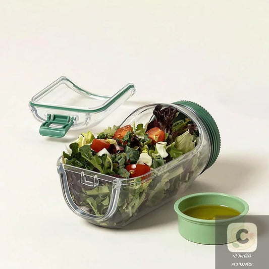 HUA Breakfast Fruit Storage Box Leakproof Interval Salad Box Crisper Container Salad Jars Salad Pod Reusable Plastic Keep Fresh