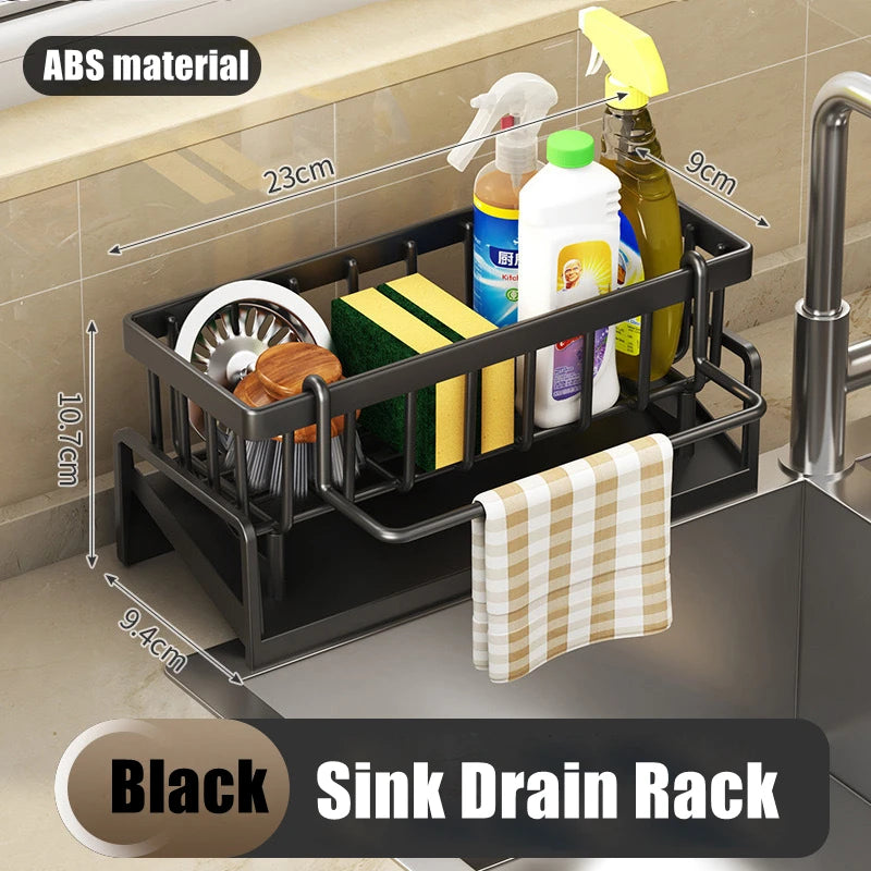Kitchen Sink Drain Rack Organizer Carbon steel Self-draining Sink Shelf Soap Sponge Holder Dishcloth Towel Rack filter basket