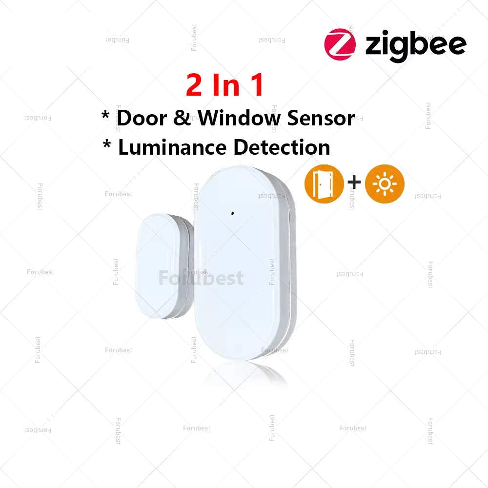 Smart ZigBee Door Window Sensor With Luminance/Vibration Detection Smart Home Door Detector Open / Closed Alarm For Alexa Z2mqtt